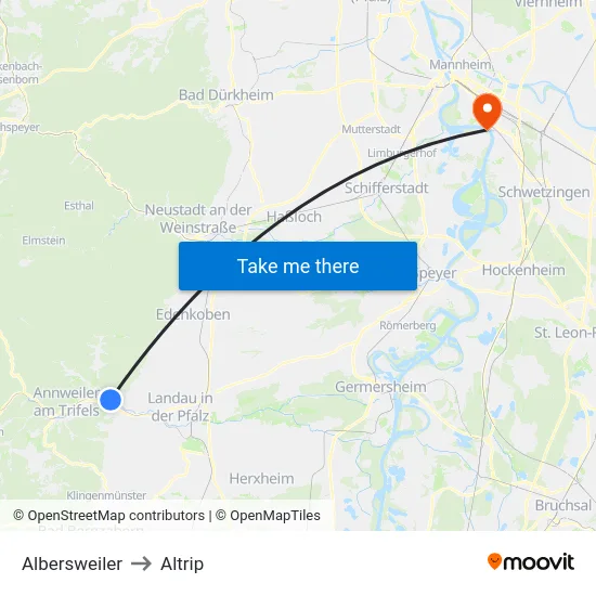 Albersweiler to Altrip map