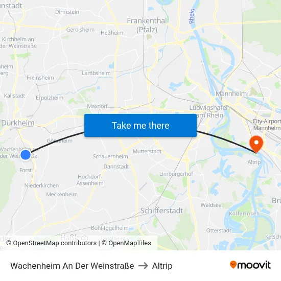 Wachenheim An Der Weinstraße to Altrip map