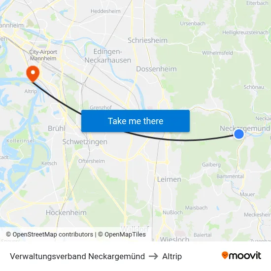 Verwaltungsverband Neckargemünd to Altrip map
