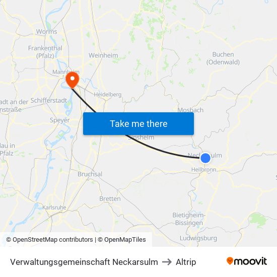 Verwaltungsgemeinschaft Neckarsulm to Altrip map
