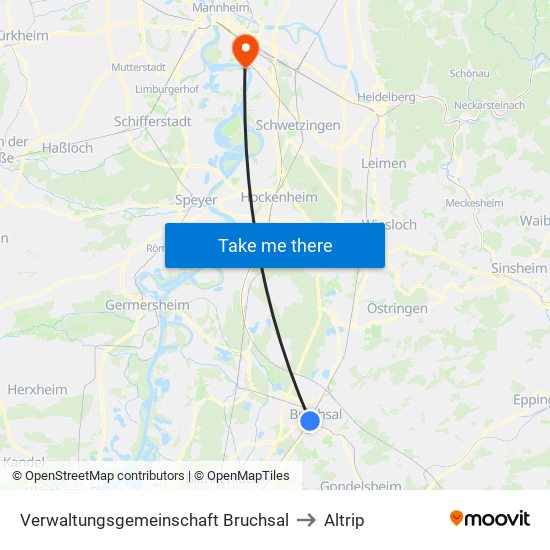 Verwaltungsgemeinschaft Bruchsal to Altrip map