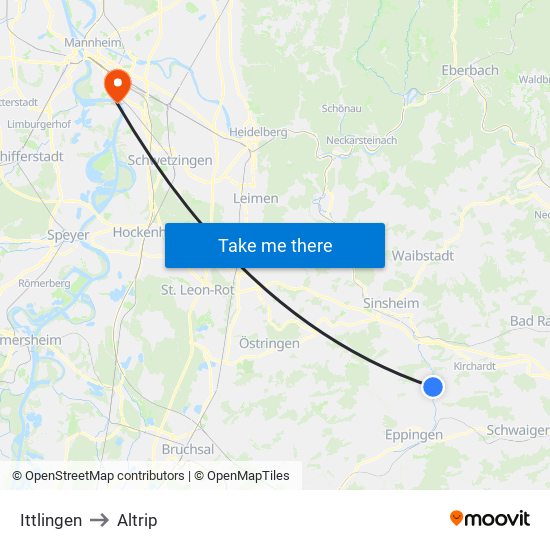 Ittlingen to Altrip map