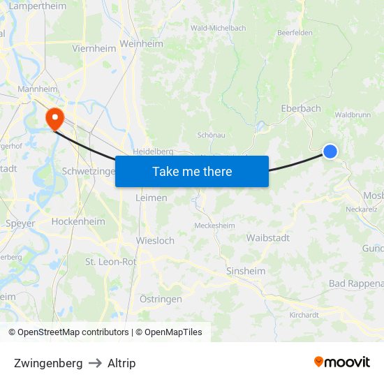 Zwingenberg to Altrip map