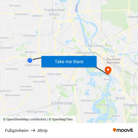 Fußgönheim to Altrip map