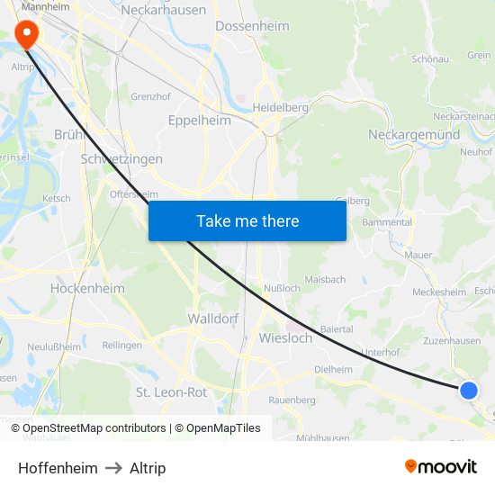 Hoffenheim to Altrip map