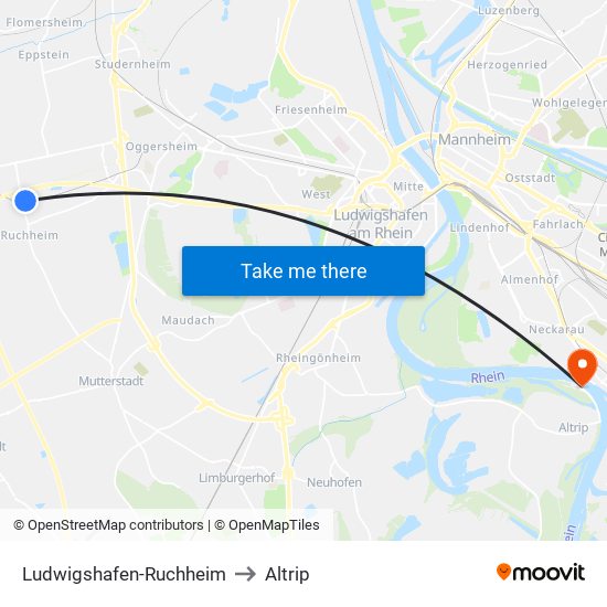 Ludwigshafen-Ruchheim to Altrip map