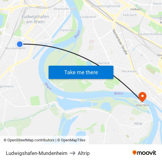 Ludwigshafen-Mundenheim to Altrip map