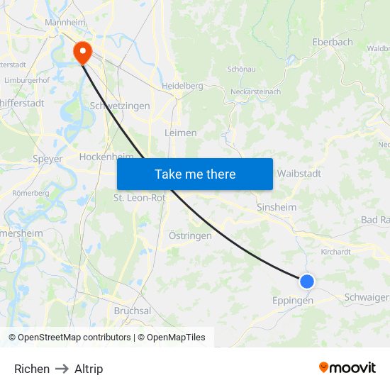 Richen to Altrip map