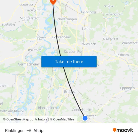 Rinklingen to Altrip map
