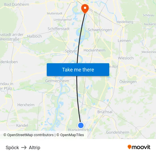 Spöck to Altrip map