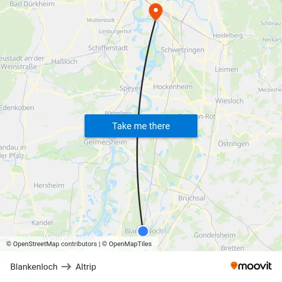 Blankenloch to Altrip map