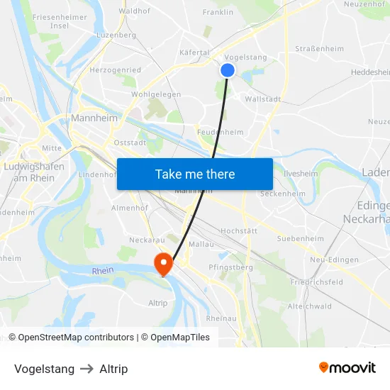 Vogelstang to Altrip map