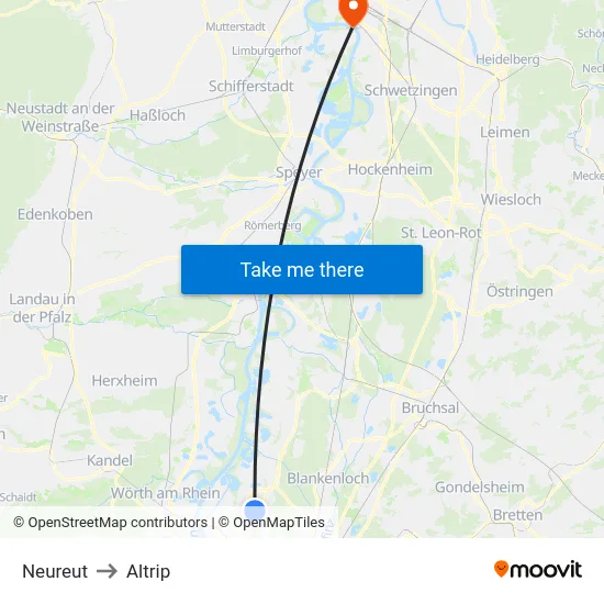 Neureut to Altrip map