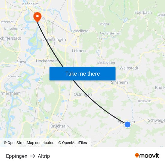 Eppingen to Altrip map