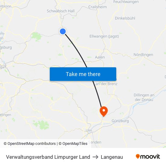 Verwaltungsverband Limpurger Land to Langenau map