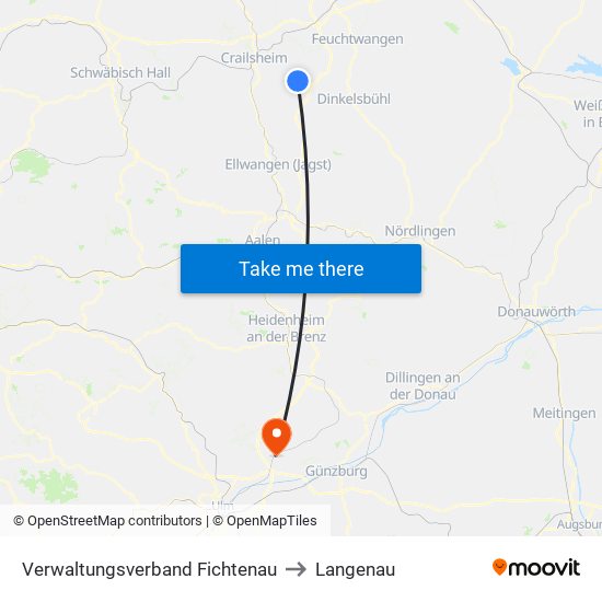 Verwaltungsverband Fichtenau to Langenau map