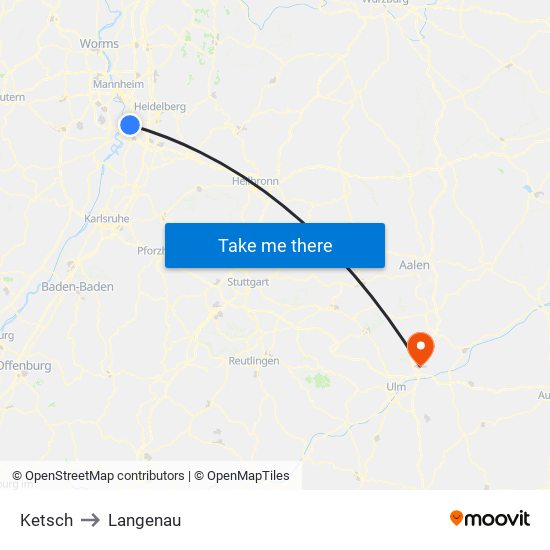 Ketsch to Langenau map