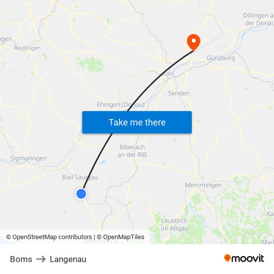 Boms to Langenau map