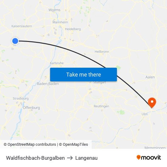 Waldfischbach-Burgalben to Langenau map