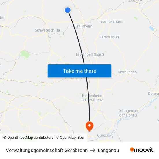 Verwaltungsgemeinschaft Gerabronn to Langenau map