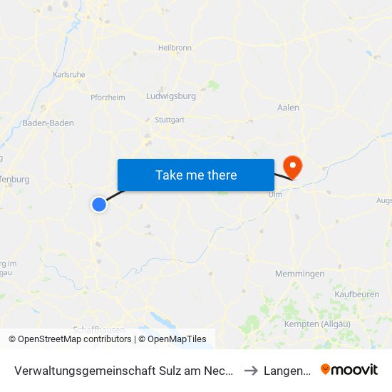 Verwaltungsgemeinschaft Sulz am Neckar to Langenau map