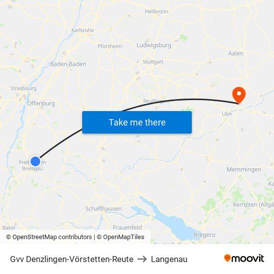 Gvv Denzlingen-Vörstetten-Reute to Langenau map