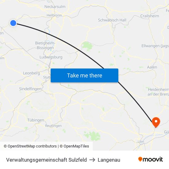 Verwaltungsgemeinschaft Sulzfeld to Langenau map