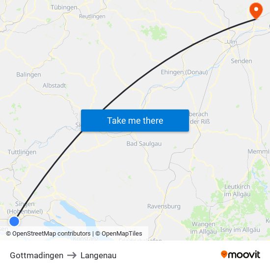 Gottmadingen to Langenau map