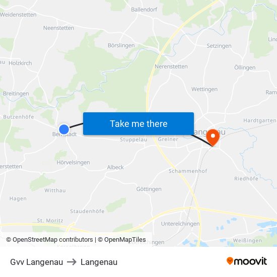 Gvv Langenau to Langenau map