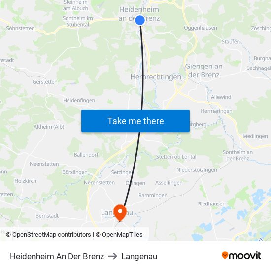 Heidenheim An Der Brenz to Langenau map