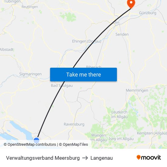 Verwaltungsverband Meersburg to Langenau map