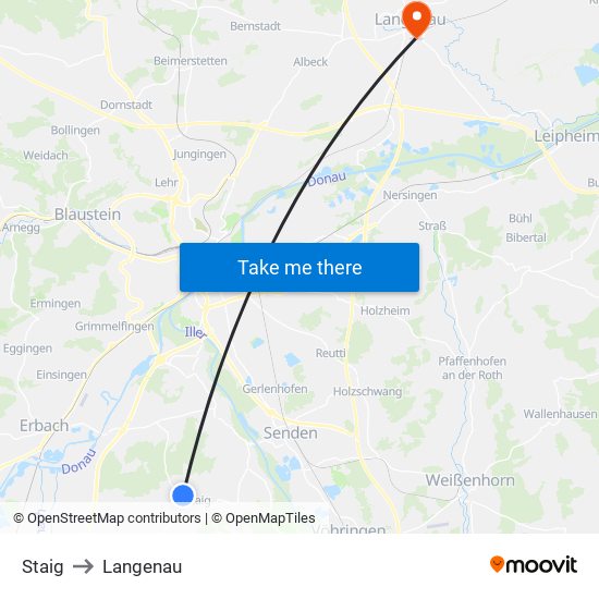 Staig to Langenau map