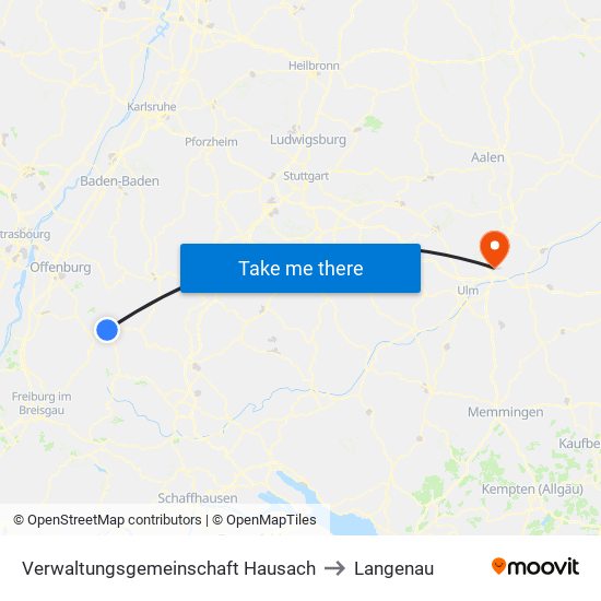 Verwaltungsgemeinschaft Hausach to Langenau map