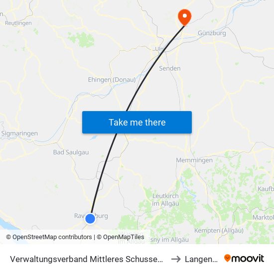 Verwaltungsverband Mittleres Schussental to Langenau map