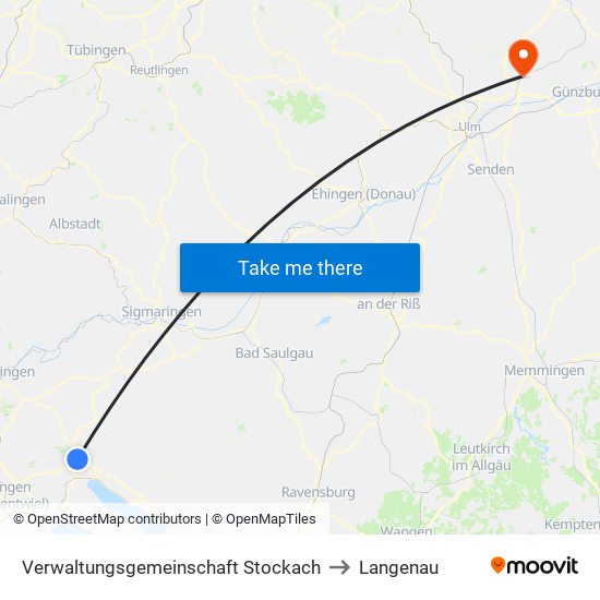 Verwaltungsgemeinschaft Stockach to Langenau map