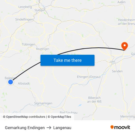 Gemarkung Endingen to Langenau map