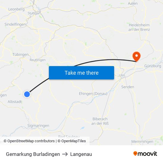 Gemarkung Burladingen to Langenau map