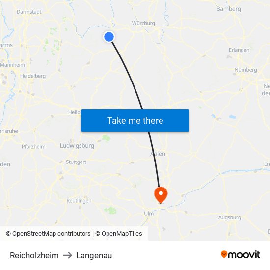 Reicholzheim to Langenau map