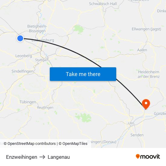 Enzweihingen to Langenau map