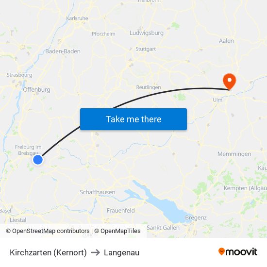 Kirchzarten (Kernort) to Langenau map