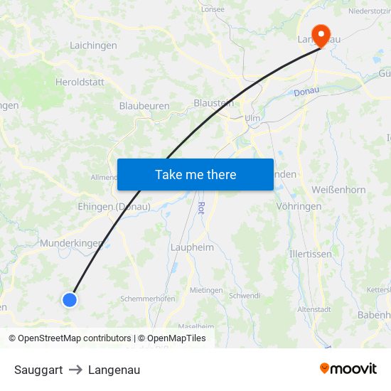 Sauggart to Langenau map