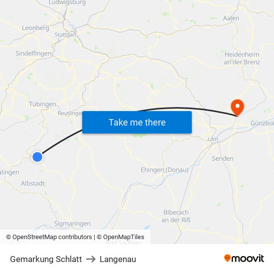 Gemarkung Schlatt to Langenau map