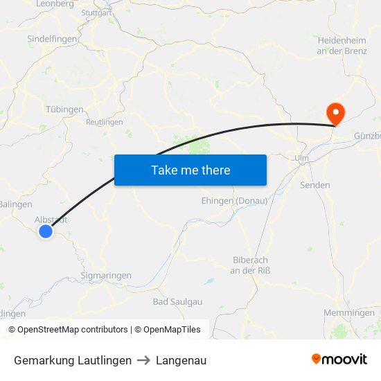 Gemarkung Lautlingen to Langenau map
