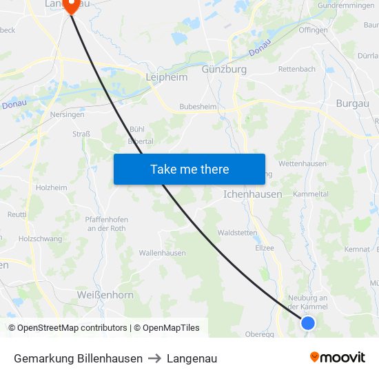 Gemarkung Billenhausen to Langenau map