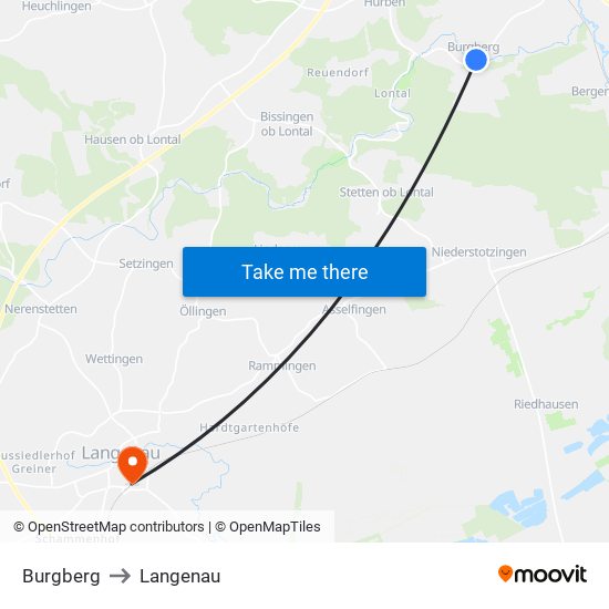 Burgberg to Langenau map