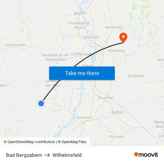 Bad Bergzabern to Wilhelmsfeld map