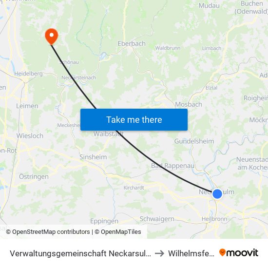 Verwaltungsgemeinschaft Neckarsulm to Wilhelmsfeld map