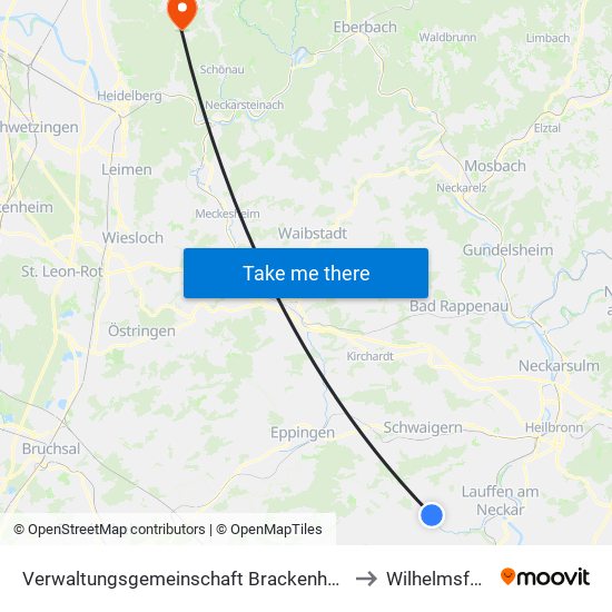 Verwaltungsgemeinschaft Brackenheim to Wilhelmsfeld map