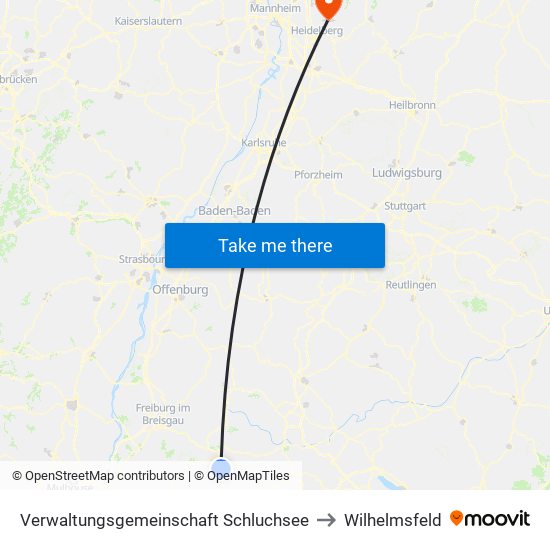 Verwaltungsgemeinschaft Schluchsee to Wilhelmsfeld map