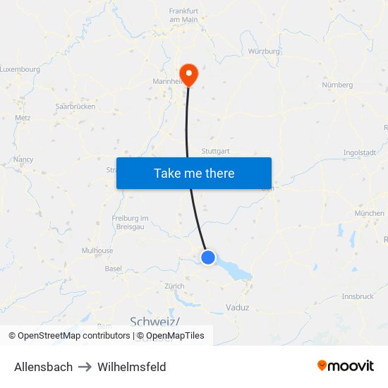 Allensbach to Wilhelmsfeld map